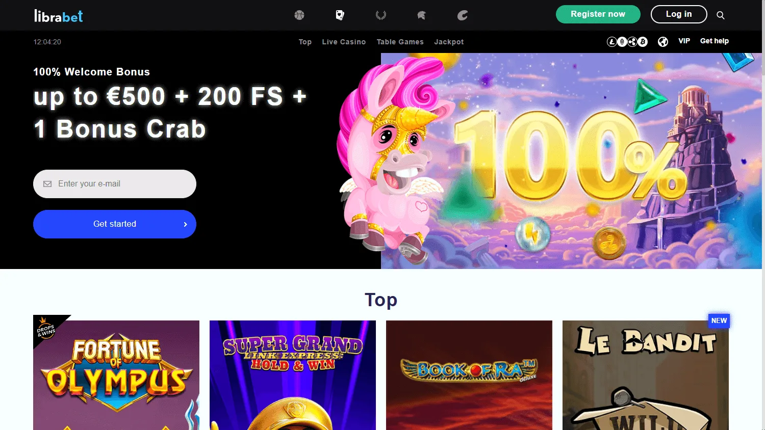 Librabet Casino games screen on desktop