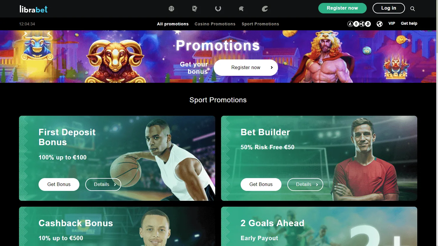 Librabet Casino promotions screen on desktop